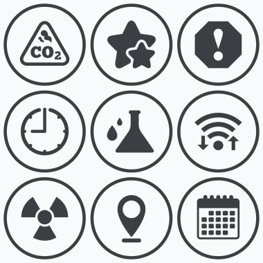 Dikkat radyasyon simgeler. Kimya şişesi.