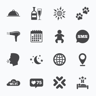 Otel, Oda Servisi simgeler.