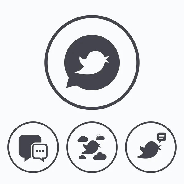 Ícones de pássaros. Redes sociais — Vetor de Stock