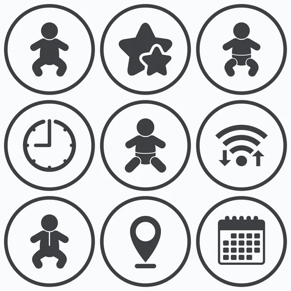 Icônes de nouveau-né. Symboles pour bébés bébés . — Image vectorielle