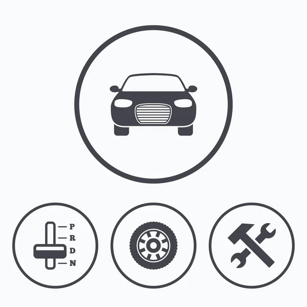 Transport icons. Tachometer and repair tool. — Stock Vector