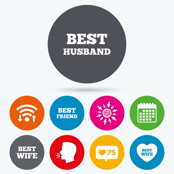 Best wife, husband and friend icons. — Stock Vector