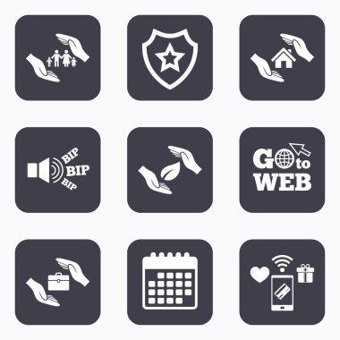 Eller sigorta simgeler. İnsan hayat sigortası.