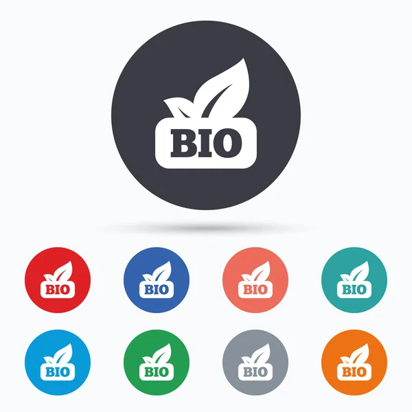 Bio icono de signo de producto — Vector de stock