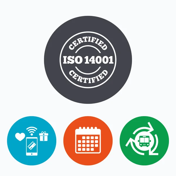 ISO 14001 zertifiziertes Zeichen. — Stockvektor