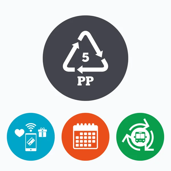 PP 5 ikon. Polypropylen termoplastisk polymer. — Stock vektor