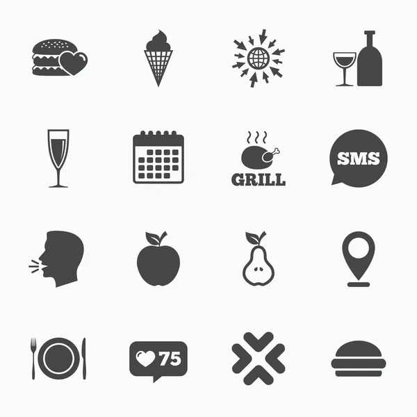 Iconos de comida, bebida . — Archivo Imágenes Vectoriales
