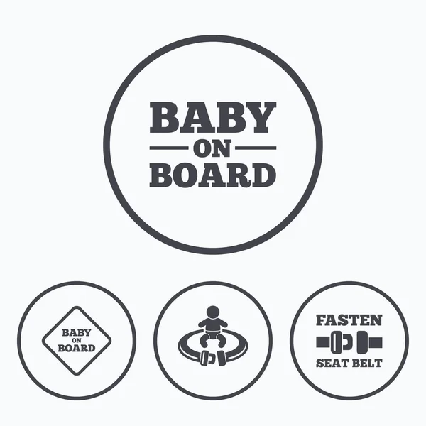 Bebé a bordo iconos . — Vector de stock