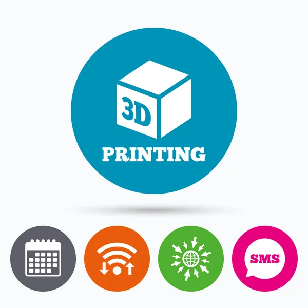 3D Print sign icon. — Stock Vector