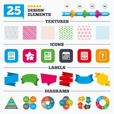 Belge simgeleri. Xls, Pdf dosyası  