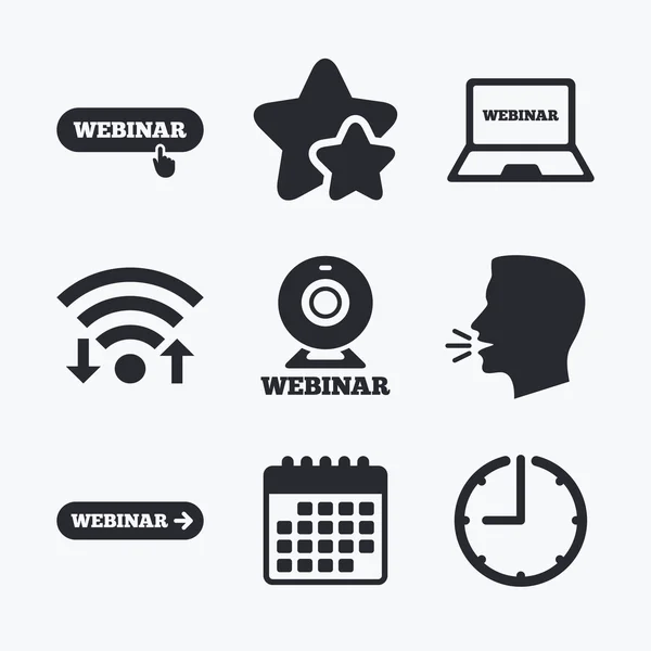 Iconos de webinar. Cámara Web — Archivo Imágenes Vectoriales