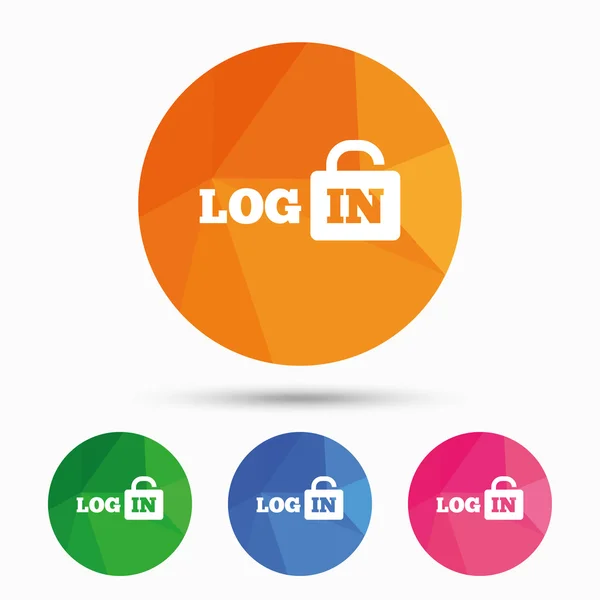 Login segno icone — Vettoriale Stock