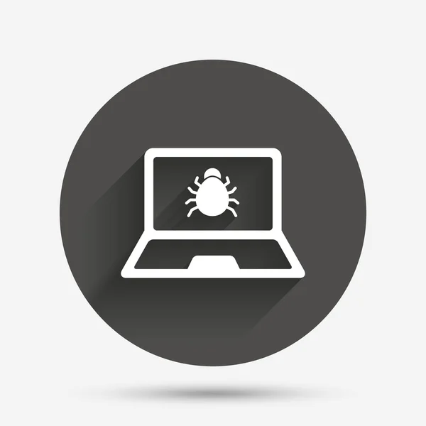 Laptop virus segno icona . — Vettoriale Stock