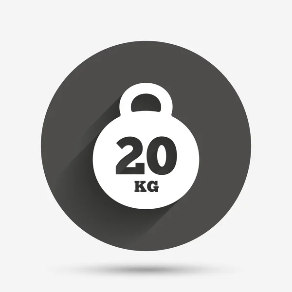 Signo de peso icono. 20 kilogramos — Vector de stock