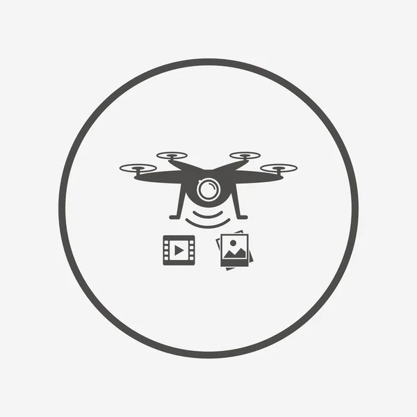 Drone icon. Quadrocopter with video camera. — Stock Vector