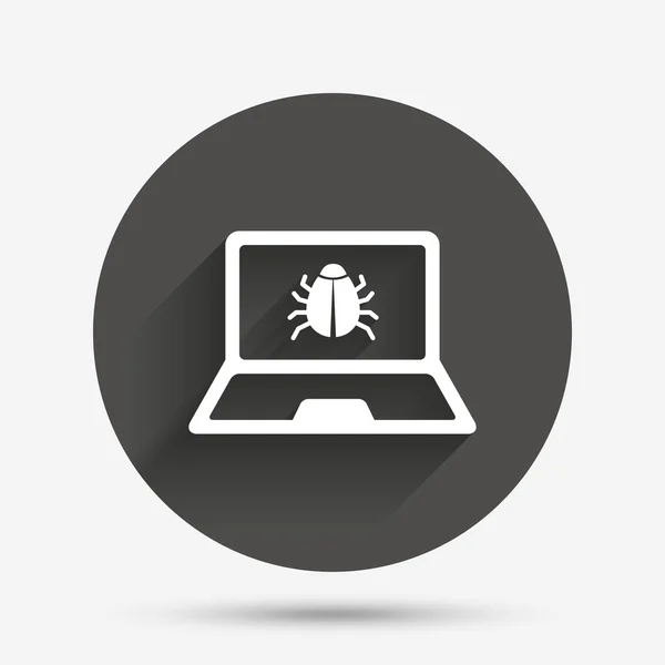 Icône de signe de virus d'ordinateur portable . — Image vectorielle