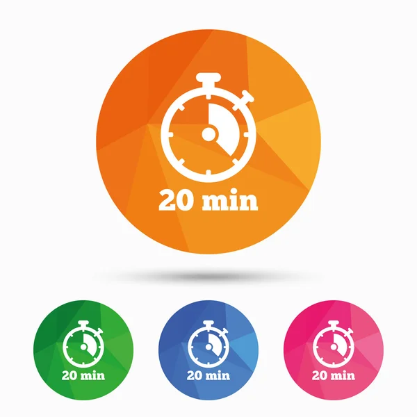 Timer teken pictogram. 20 minuten — Stockvector