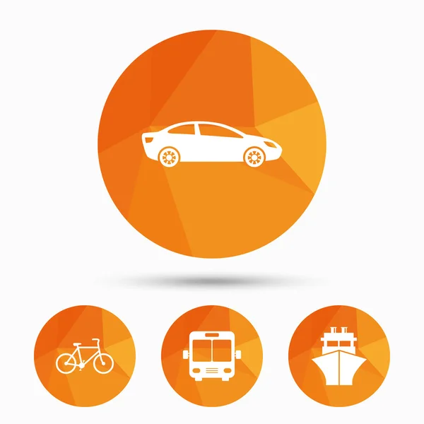 Transport icons. Car, Bicycle, Bus — Stock Vector