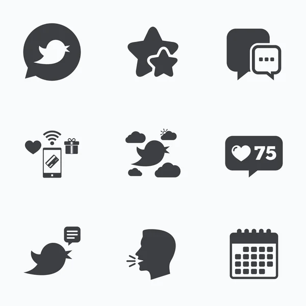 Vogels pictogrammen. Sociale media — Stockvector