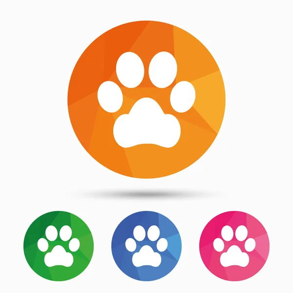 Perro pata signo iconos — Vector de stock