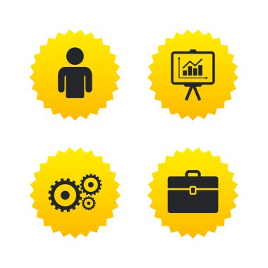 İş işaretler. İnsan ve sunum yönetim kurulu.