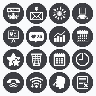 Office, belgeler ve iş simgeleri.