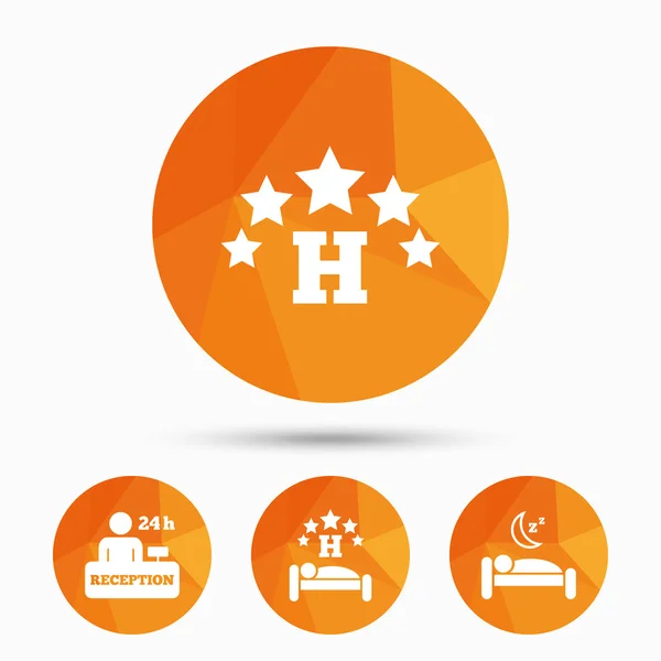 Iconos de hotel de cinco estrellas . — Vector de stock