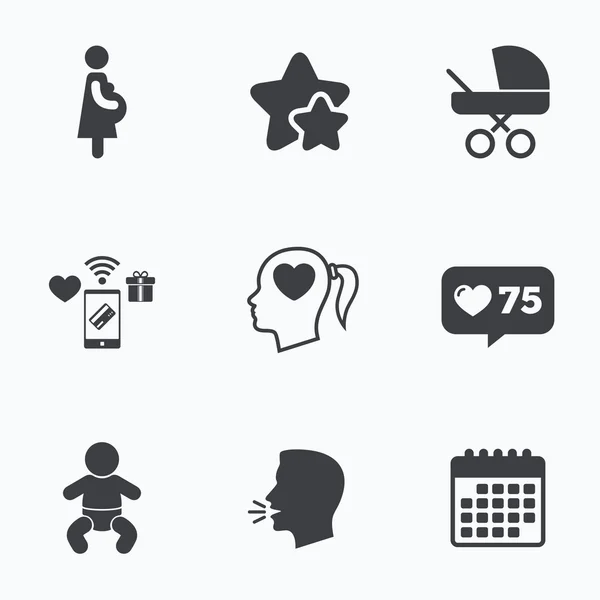 Maternity icons. Baby infant, pregnancy — Stock Vector