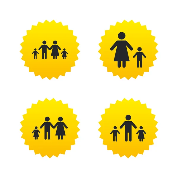 Family with two children sign. — Stock Vector