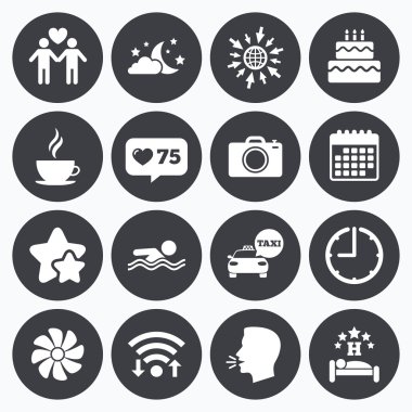 Otel, Oda Servisi simgeler.  