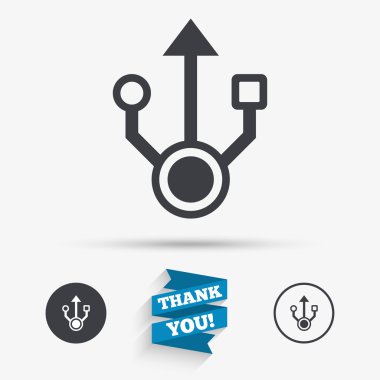 USB işareti simgesi. USB flash sürücü simgesi.