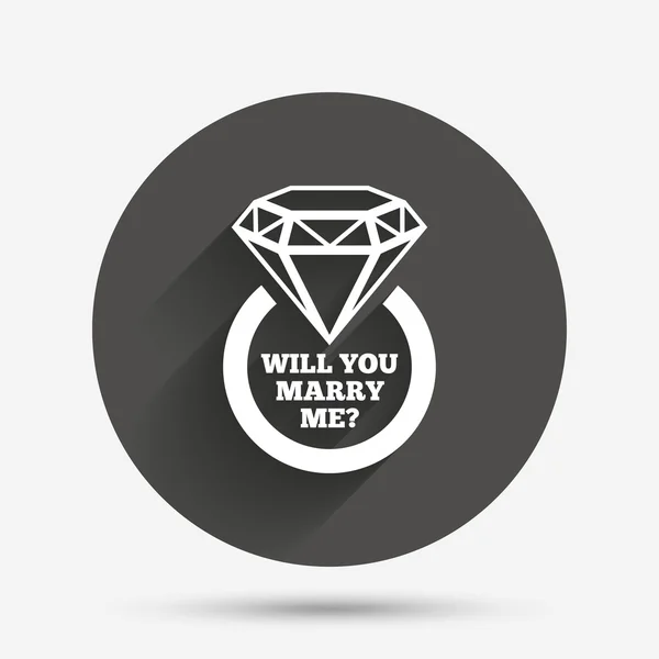 Casa-me com o ícone do anel. Símbolo de noivado . — Vetor de Stock
