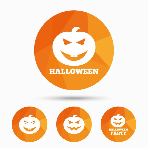 Halloween party ikoner. Pumpa symbol. — Stock vektor