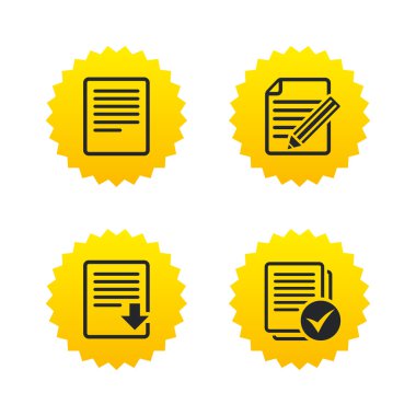 Belge simgeleri. yükleme dosyasını ve onay kutusu.