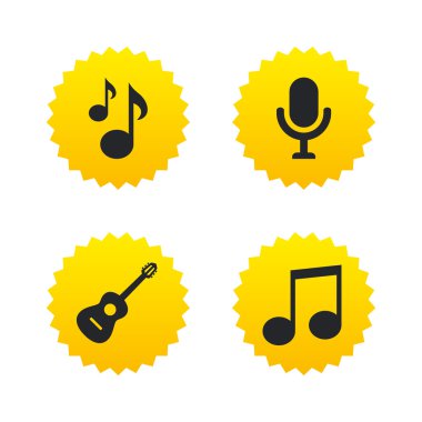 Müzik simgeler. mikrofon, akustik gitar.