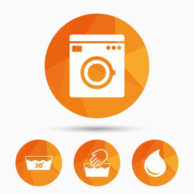 Wash icons. Machine washable at thirty degrees. clipart