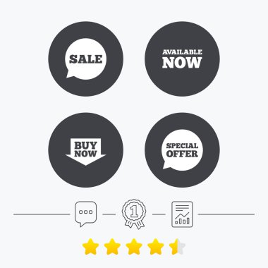 Satılık simgeler. Özel Fırsat konuşma kabarcıklar sembolleri