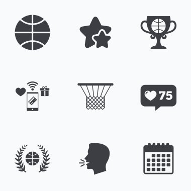 Basketbol simgeler. Sepet ve kupa ile Top  