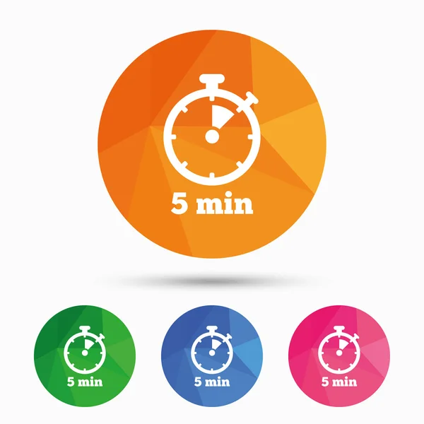 Timer teken pictogram. 5 minuten stopwatch-symbool. — Stockvector