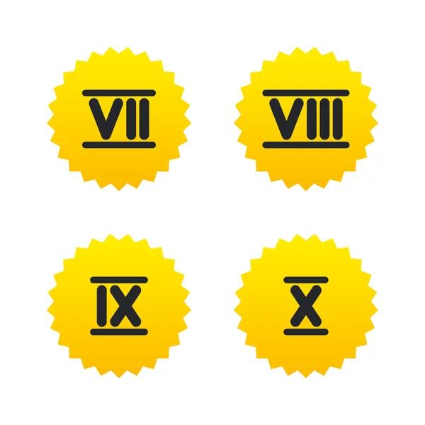 Ícones numéricos romanos. Número sete, nove, dez. . — Vetor de Stock
