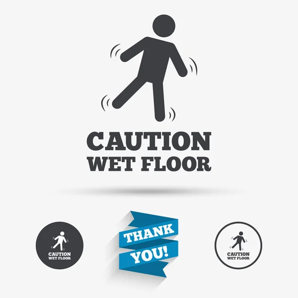 Hati-hati ikon lantai basah . - Stok Vektor