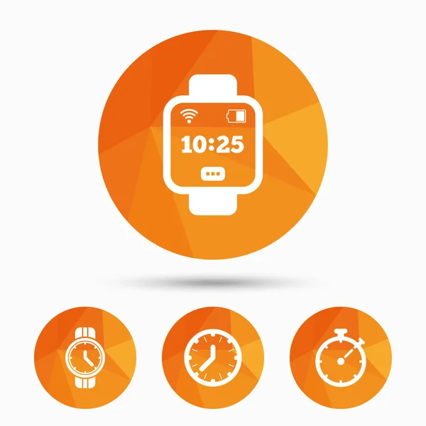 Smart watch. Mechanical clock time and timer. — Stock Vector