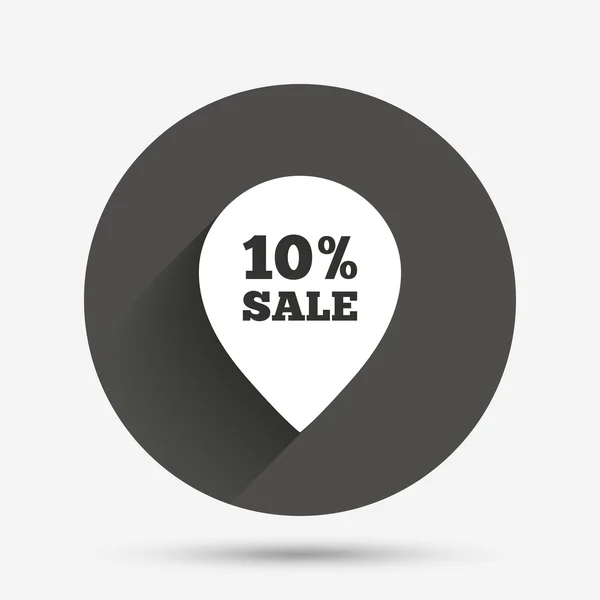 10 percent sale pointer tag sign icon. — Stock Vector