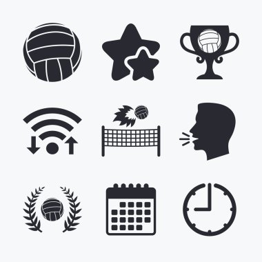 Voleybol ve net simgeler. Kazanan ödül Kupası.