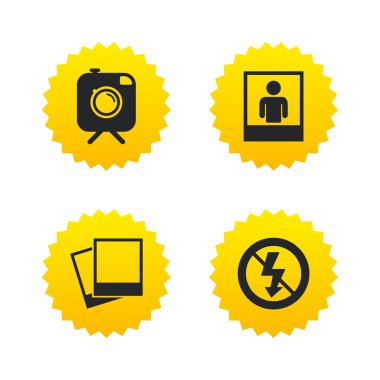 fotoğraf kamera simgesi. birden parlamak ışık yok.