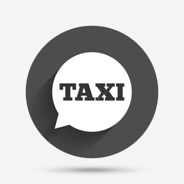 Taksi konuşma balonu işareti simgesi. Toplu taşıma.