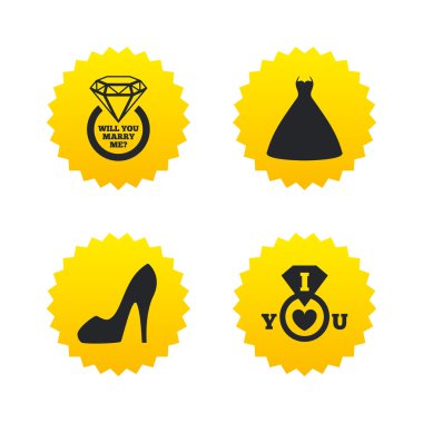 Düğün elbise simgesi. Kadın Ayakkabı sembolü.