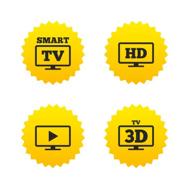 Akıllı Tv modu simgesi. 3D televizyon sembolü.