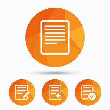 Belge simgeleri. upload dosya ve onay kutusu.