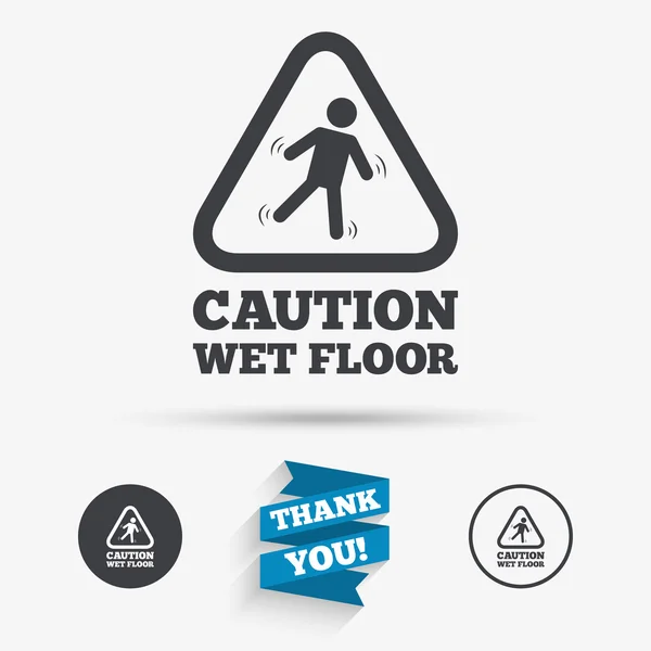 Varningsikon våta golv. — Stock vektor